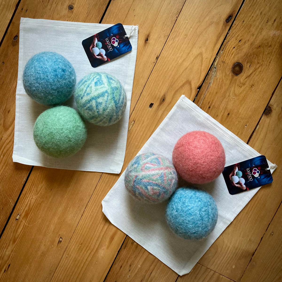 LooHoo Wool Dryer Balls — Bundles of Four 3-Packs