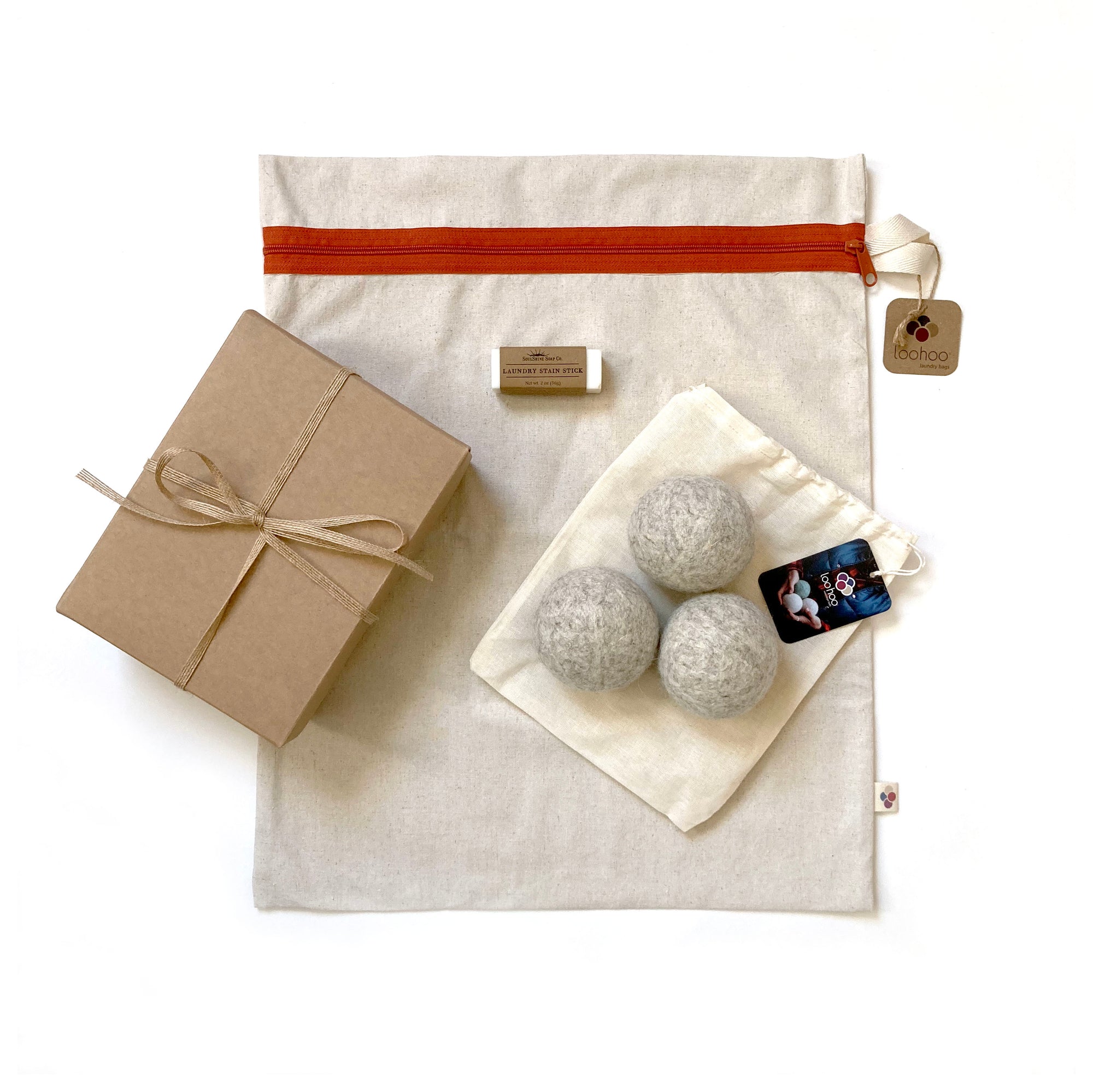 LooHoo Wool Dryer Balls Gift Set -  Natural Laundry