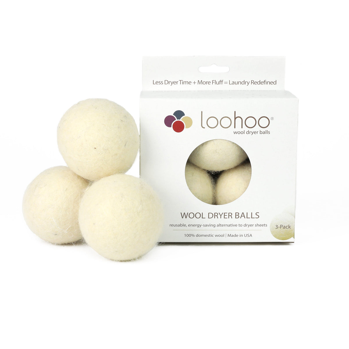 LooHoo Wool Dryer Balls - 3-Pack