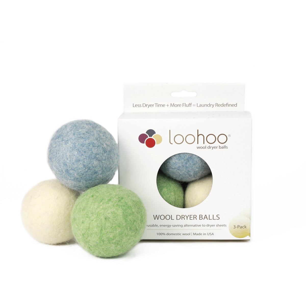 LooHoo Wool Dryer Balls - 3-Pack