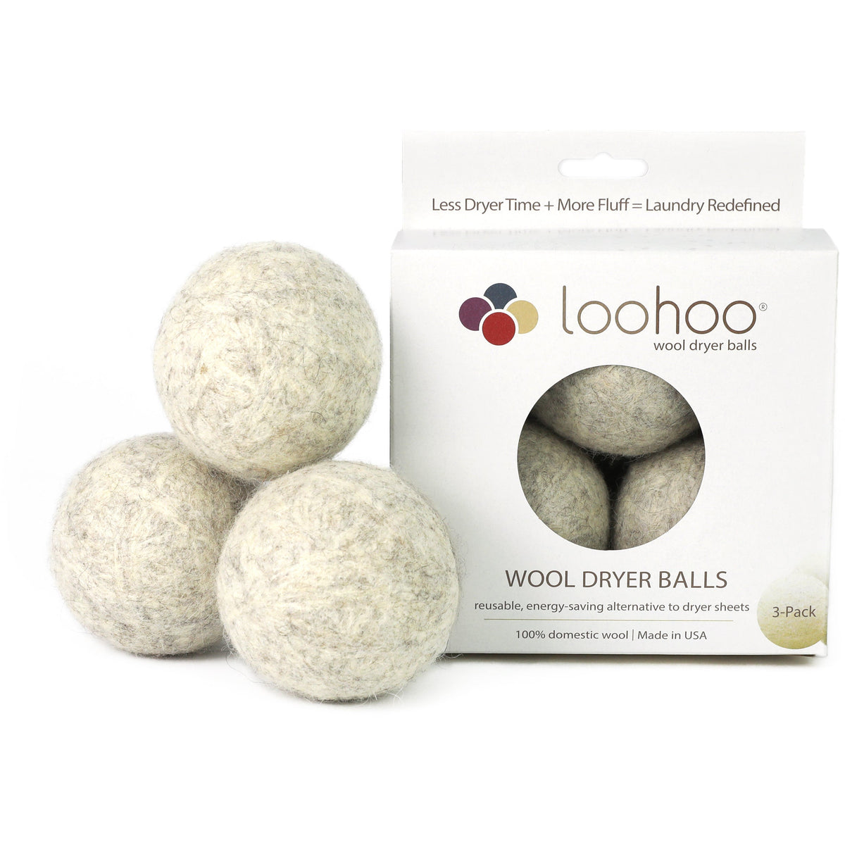LooHoo Wool Dryer Balls - 3-Pack