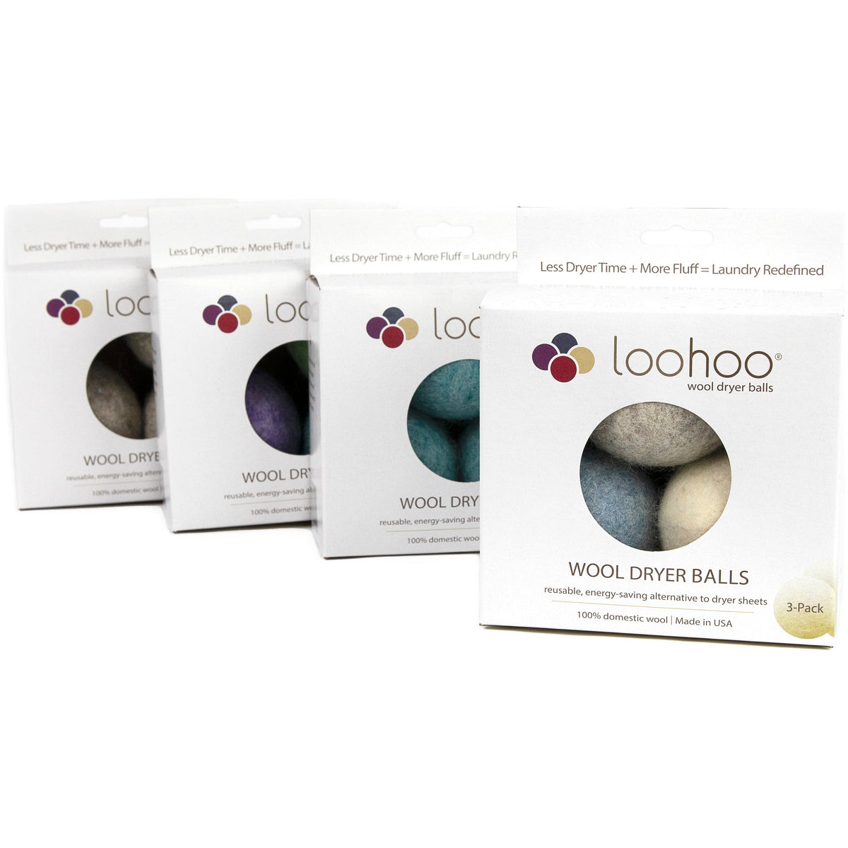 LooHoo Wool Dryer Balls — Bundles of Four 3-Packs