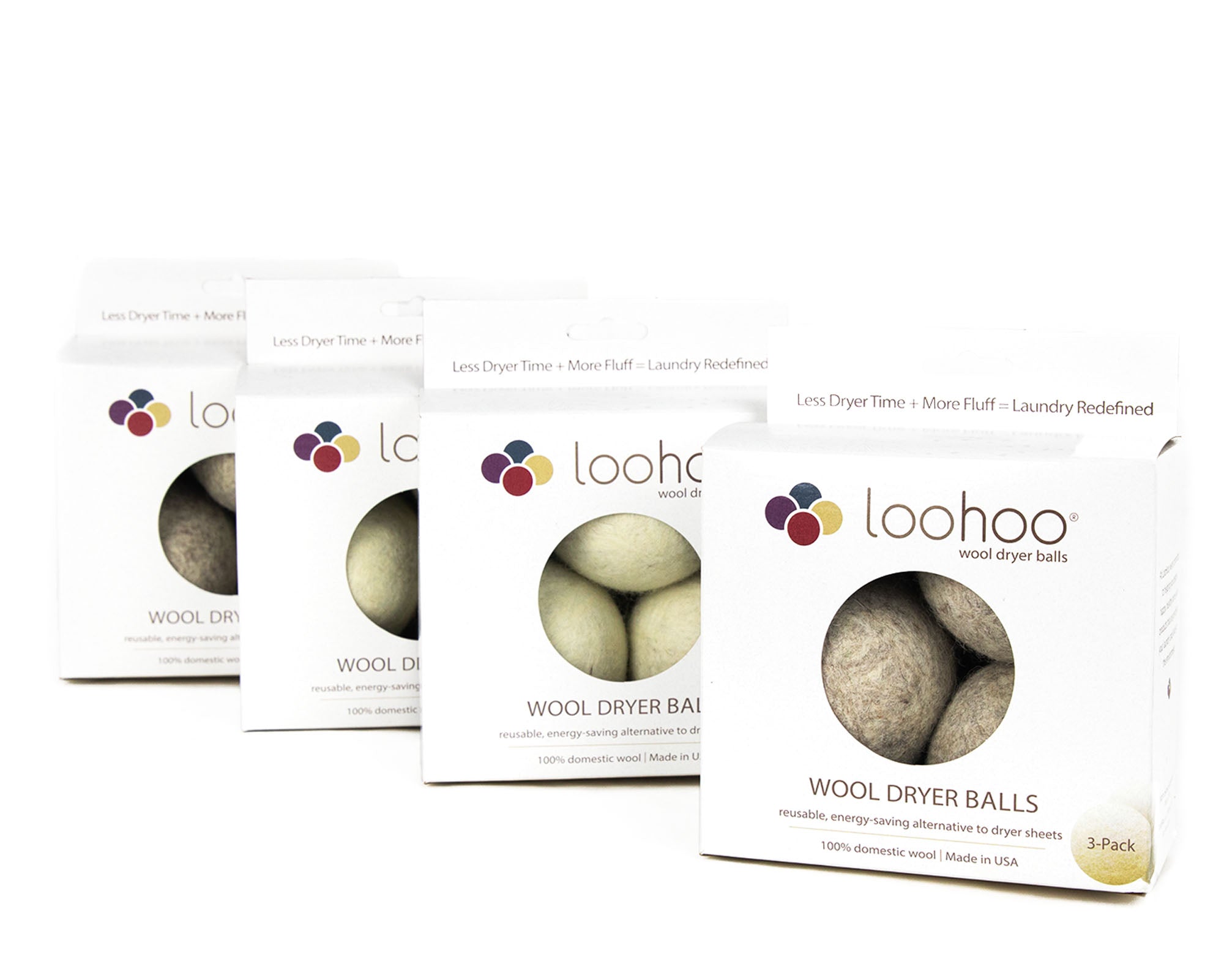 LooHoo Wool Dryer Balls Bundles of Four 3 Packs