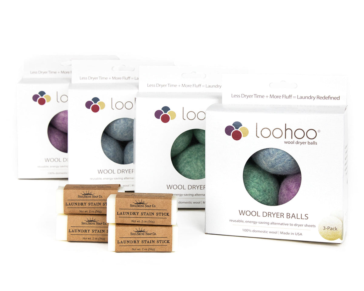 LooHoo Wool Dryer Balls — Bundles of Four 3-Packs