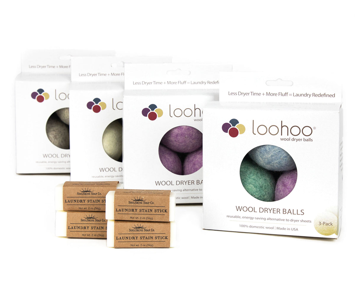 LooHoo Wool Dryer Balls — Bundles of Four 3-Packs